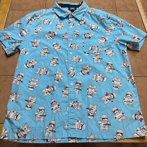 Disney Tops - Disney Parks EXCLUSIVE Star Wars Stormtrooper Blue Button Down Shirt Sz Medium